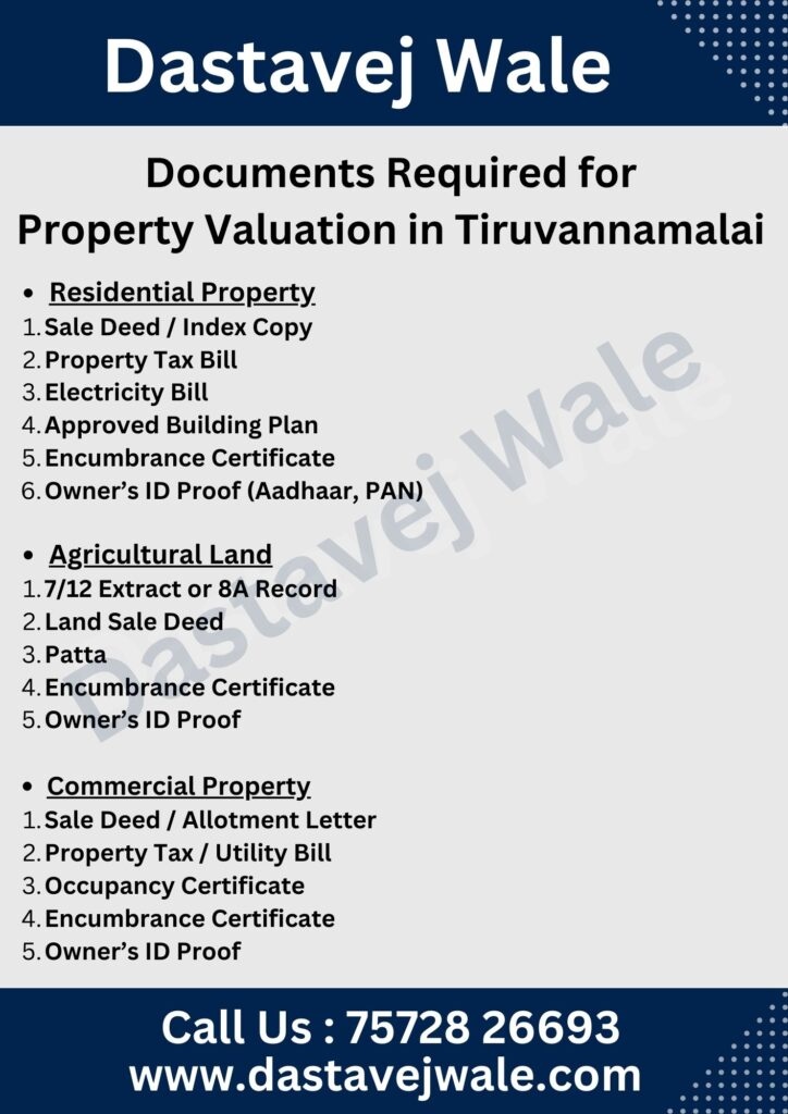 Documents Required for Property Valuation in Tiruvannamalai