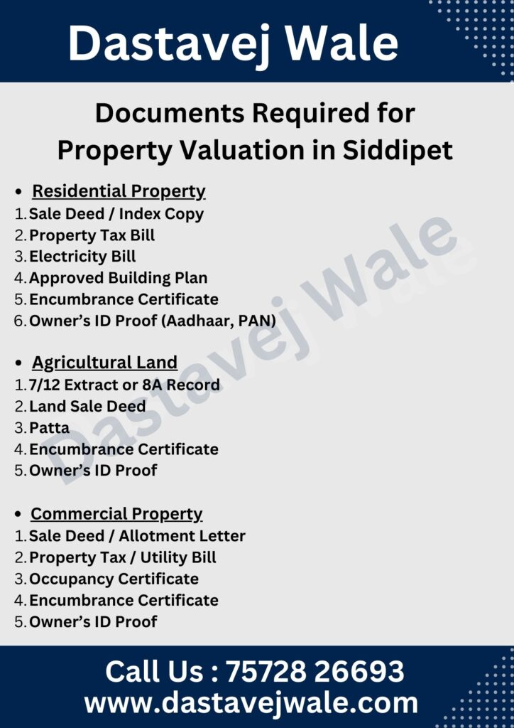 Documents Required for Property Valuation in Siddipet